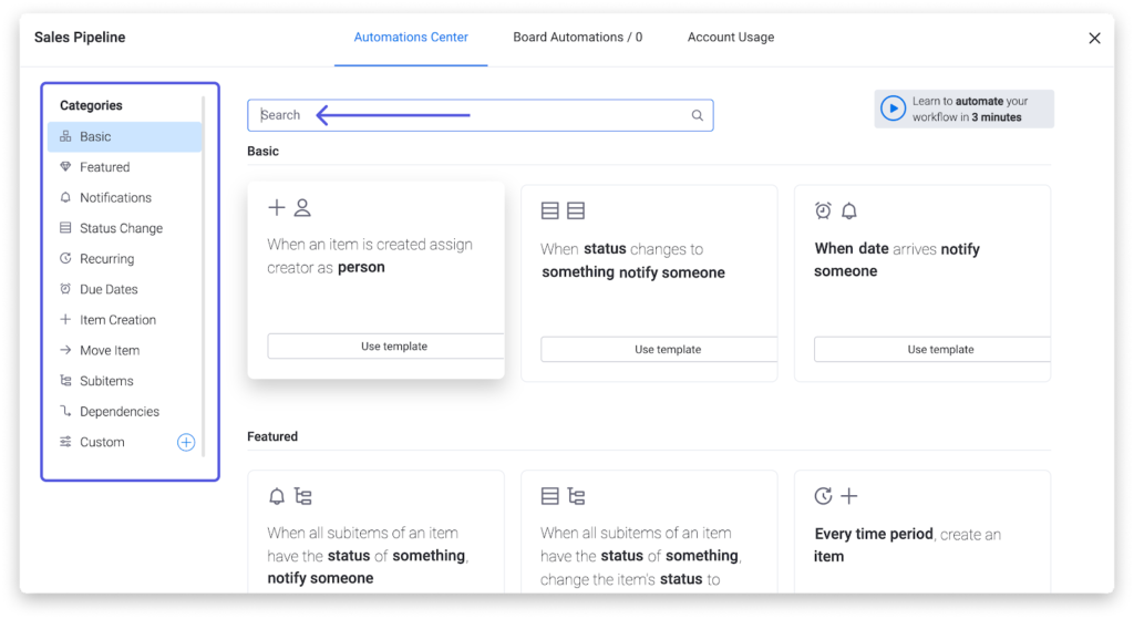 monday.com sales pipeline automation