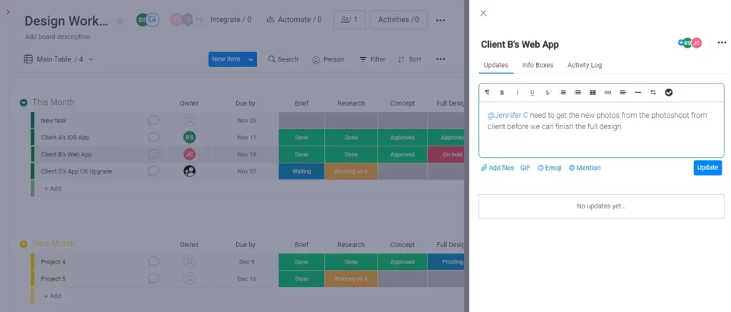 monday.com workflow management board use case